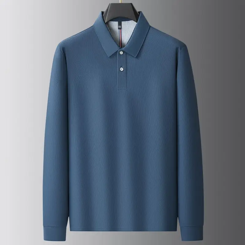 8XL 7XL 6XL 2026 New Fall High End Luxury 100% Cotton Polo Shirt Men Clothing Business Mens Shirts Long Sleeve Loose Polos Homme