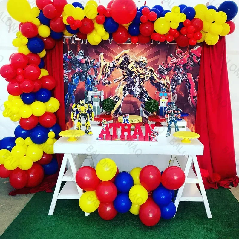 

118pcs Transformation Bumblebee Optimus Prime Theme Birthday Party Decoration Aluminum Film Digital Balloon Baby Shower Boy Gift