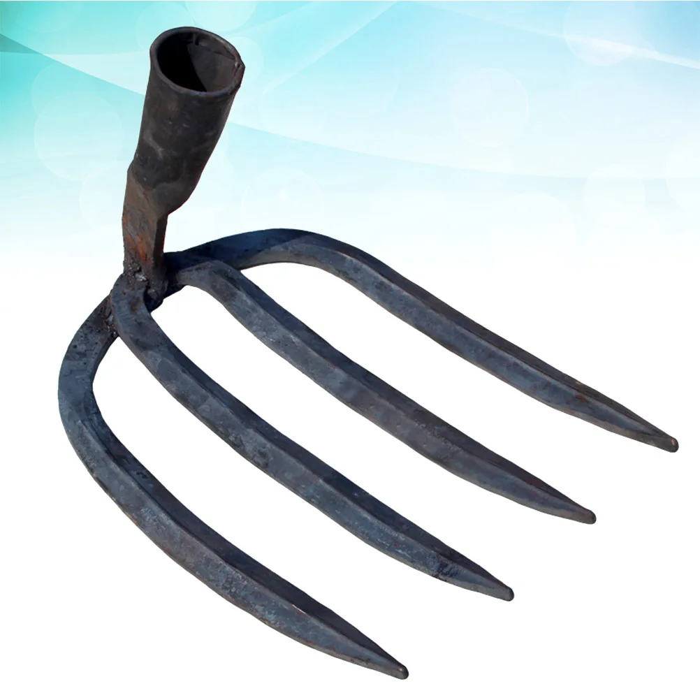 Four-tooth Rake Practical Gardening Tool Head Metal Accessories 4 Teeth Rakes -hammered