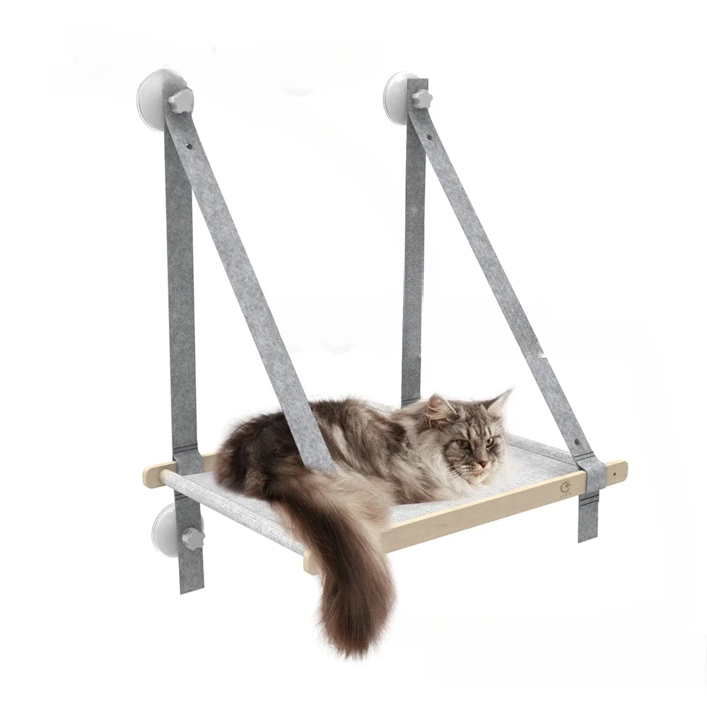 

# Mounted Foldable Wooden Cat Wall Hammock Cat Window Perch