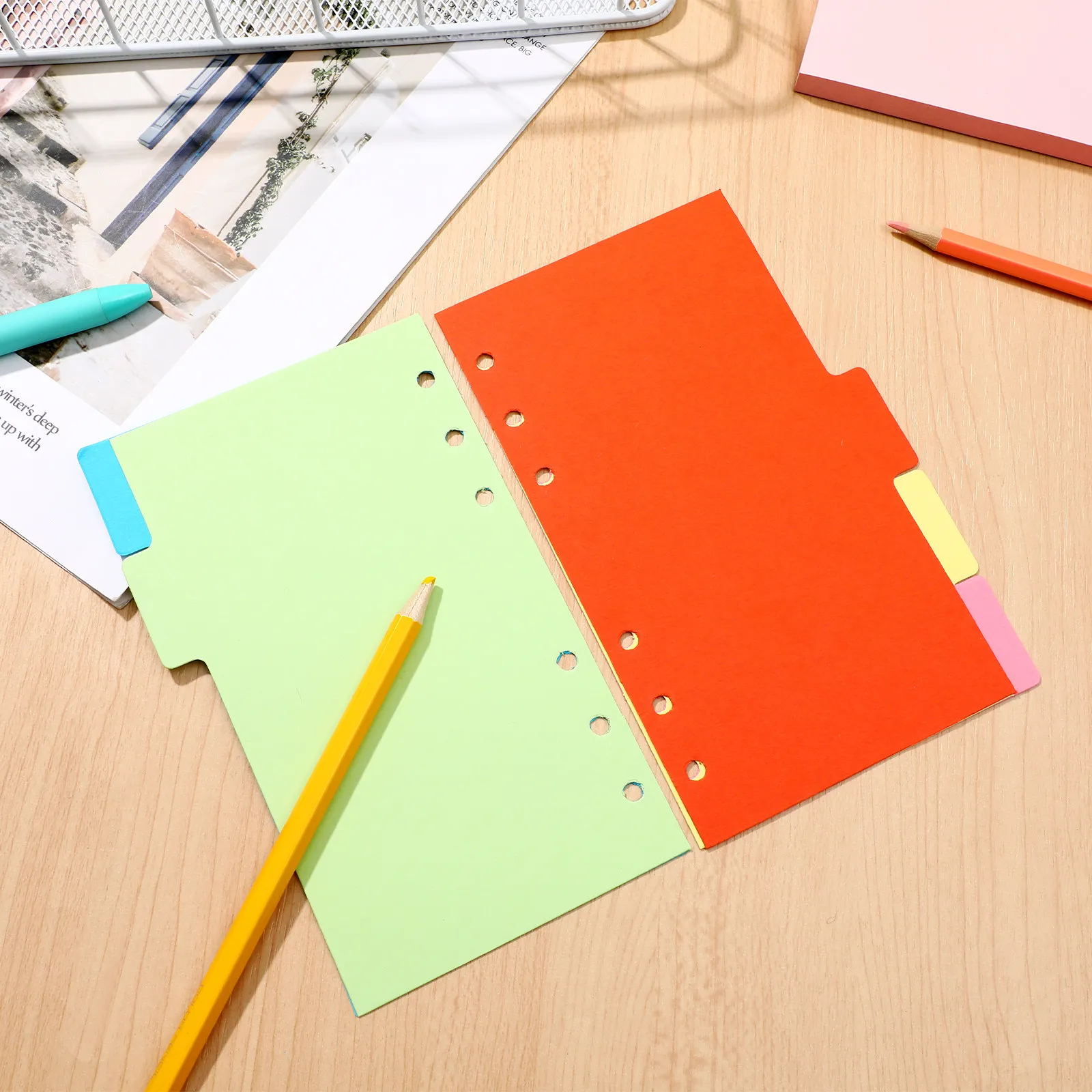 

6Sets Colored A6 Paper Dividers Notebook Refill Card Index Tab Cards for Spiral Notebook Office School Stationery