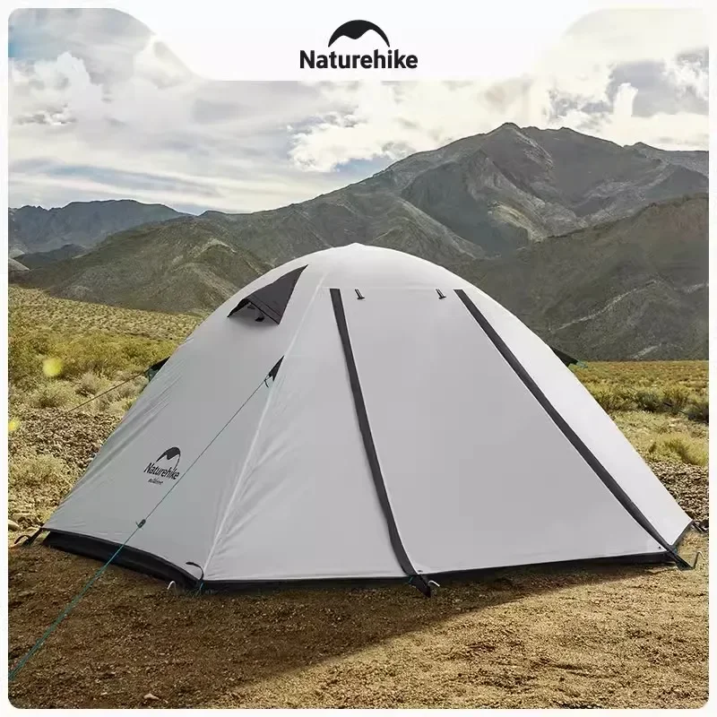 Naturehike P-series Family Camping Travel Tent 4 Persons Outdoor Hiking Thickened Rainproof Tent All Aluminum Alloy Tent Pole