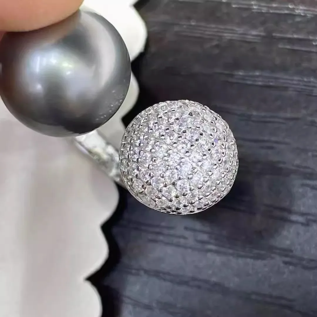 

New Product Pearl Ring AAAA10-11mm Natural South Sea Round Pearl Ring 925s