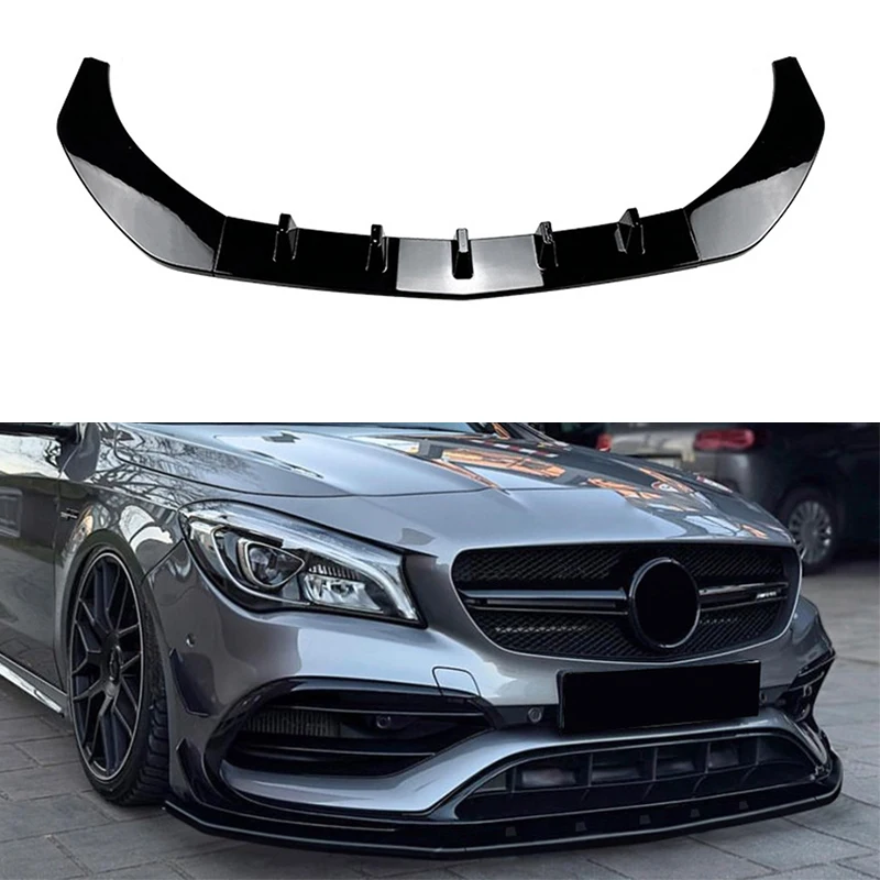 For Mercedes-Benz CLA-Class C117 CLA200 260 CLA45 AMG 2016-2019 Front Bumper Spoiler Lip Lower Body Kit Diffuser Splitter Guard