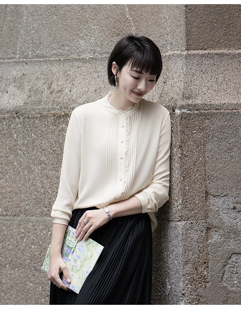 High-end Natural Silk Women's Shirt Elegant and Comfortable Blouse for Spring, Autumn Casual Wear, Luxurious Fashion Clothing