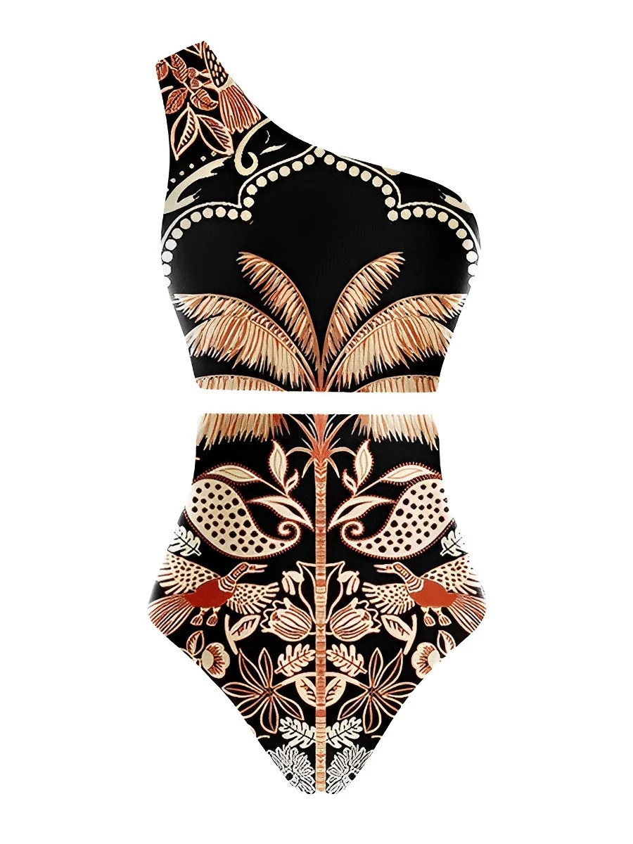 2026 One Shoulder High Waist Bikini Women Swimsuit Female Padded Swimwear Bathers Bathing Swimming Swim Suit Summer Beachwear