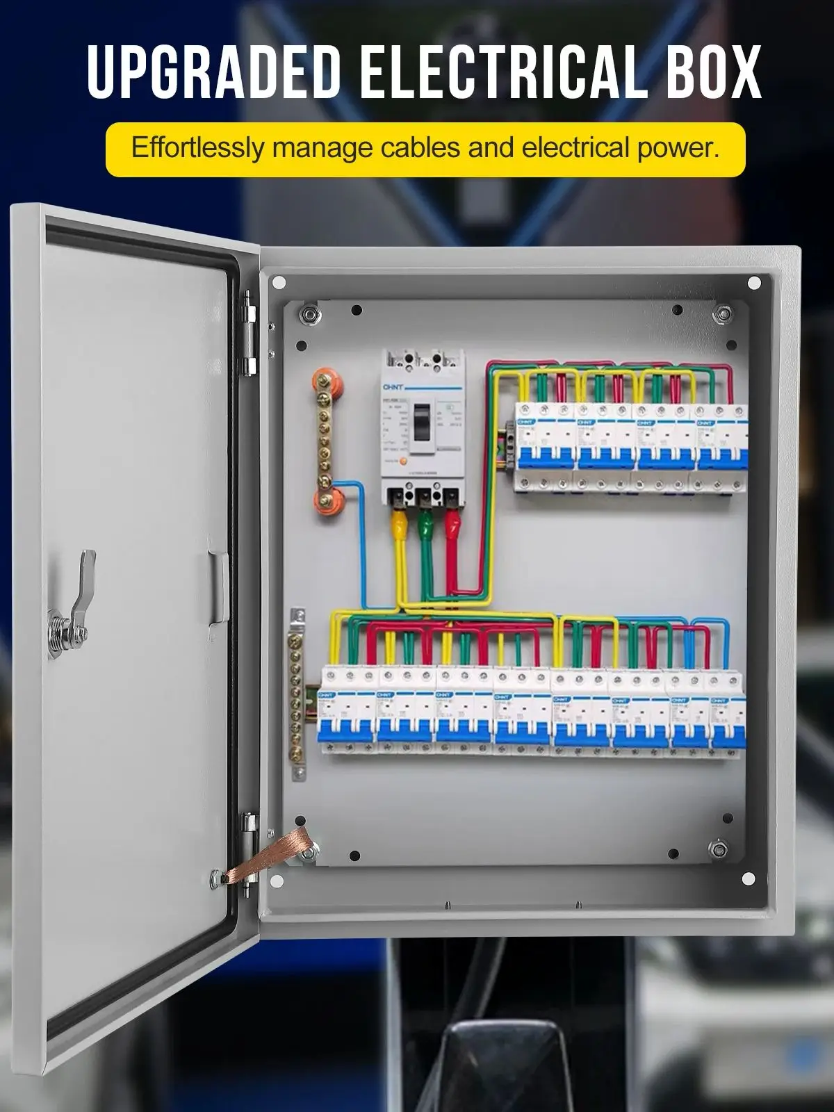Elektrische aansluitdoos voor buiten, IP66 waterdichte stalen behuizing met veilig slot en compact ontwerp, wandgemonteerde elektrische kast - afbeelding 2