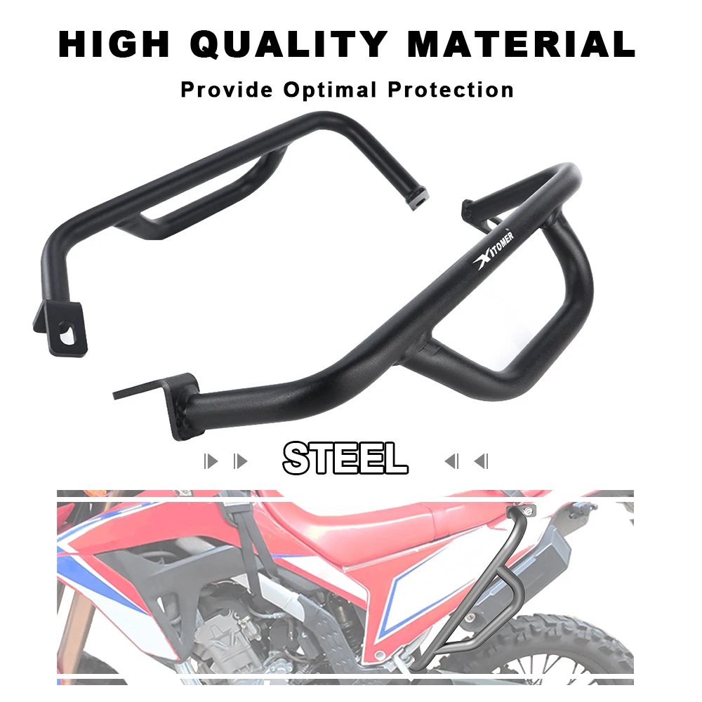 For Honda CRF300L /Rally 2021 2022 2023 2024 2025 Motorcycle Side Crash Bars Saddle Bag Support Frame Protector Side Cover Guard