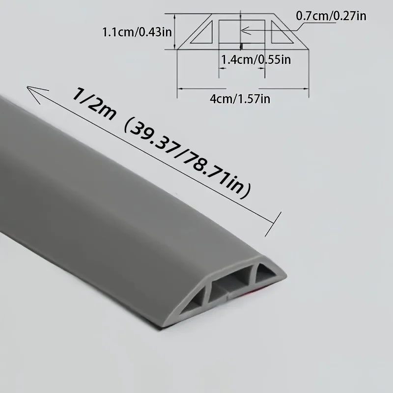1pc 1/2m Self-Adhesive Floor Cable Concealer, Wire Conduit Cord Protector Cable Management Trunk Cover for Office Gym Home