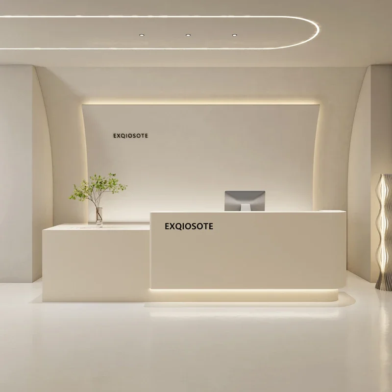 

Cream Style Arc Cashier Company Reception Desk Women's Clothing Store Shop Bar Counter Beauty Salon Cabinet
