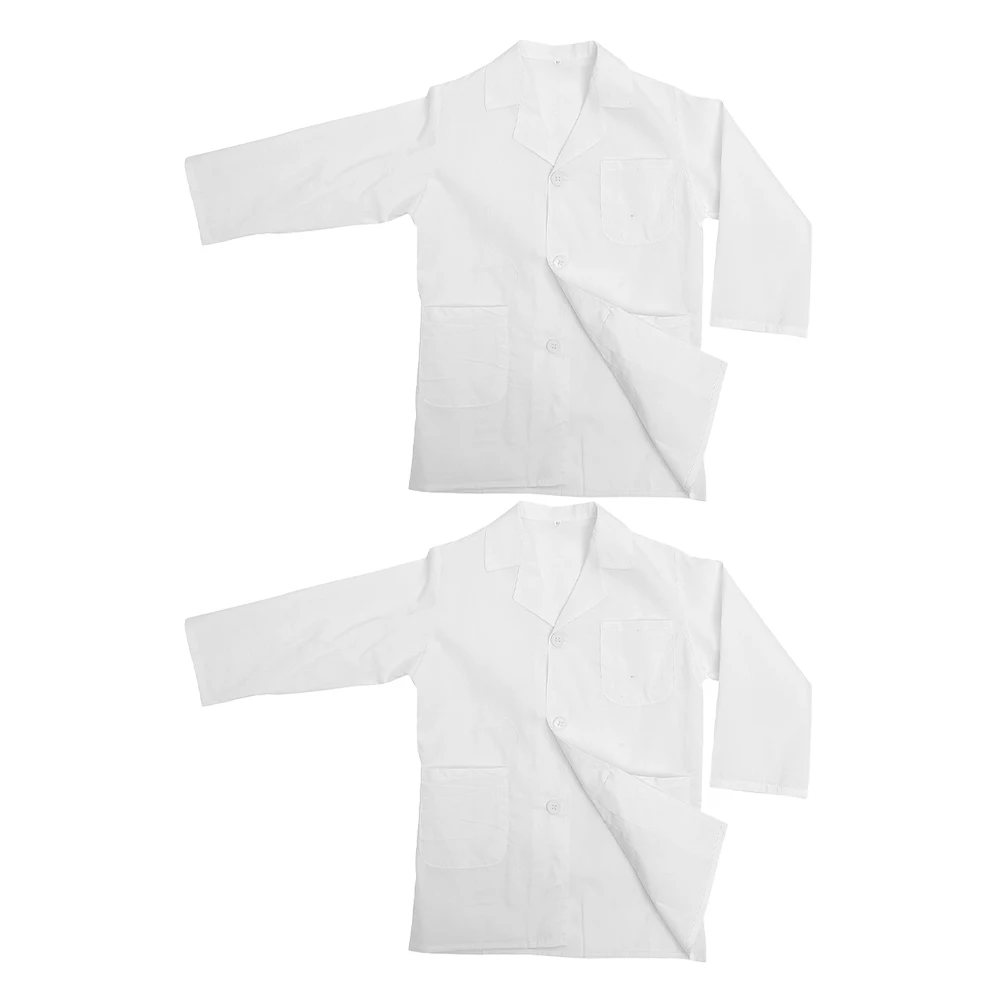 

2Sets Kids Scientist White Lab Coat Long Sleeve Doctor Dress Up Costume Career Day Halloween Dress Up Coat