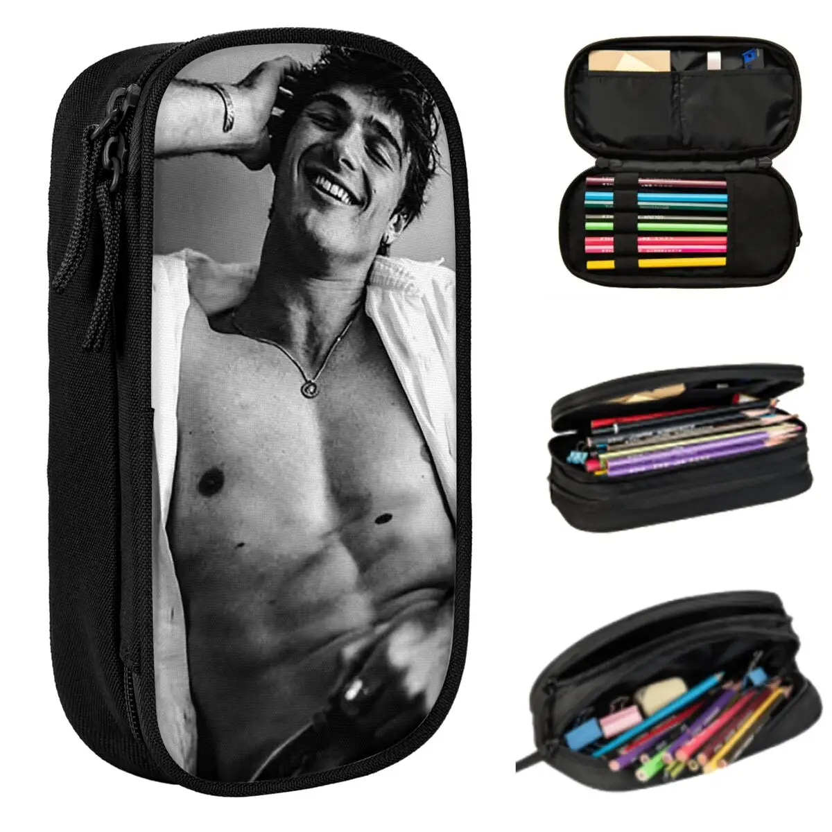 Jacob Elordi Australian Actor Federmäppchen für Studenten, Geschenke, Stiftbox, Bleistiftbeutel, Schreibwaren, Stifthaltertasche