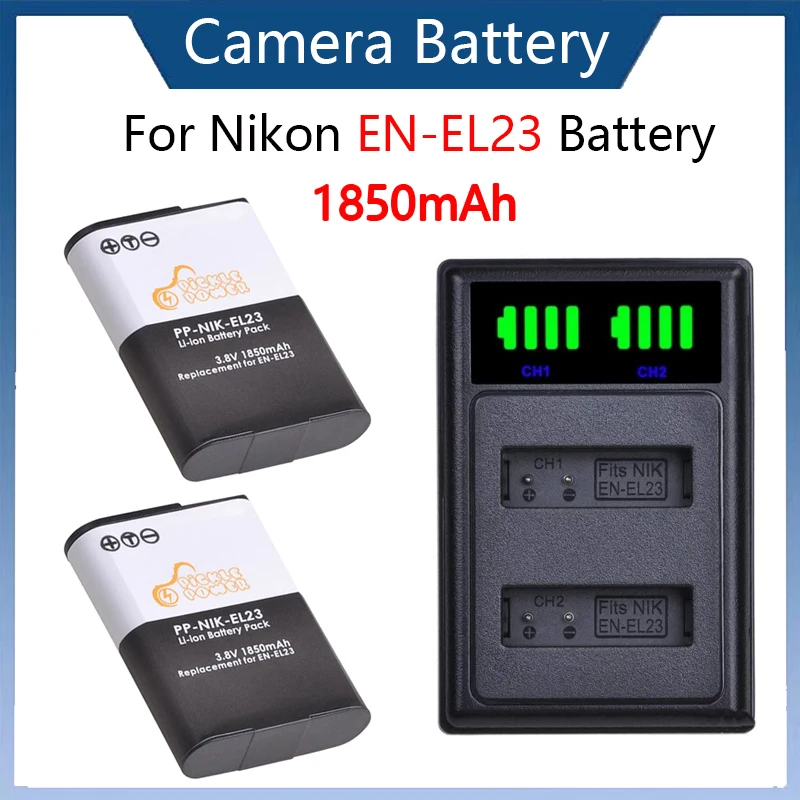 

1850mAh EN-EL23 EN EL23 ENEL23 Battery+ LCD Charger for Nikon EN-EL23 COOLPIX P610S P600 P900S P900 B700 Camera Batteries