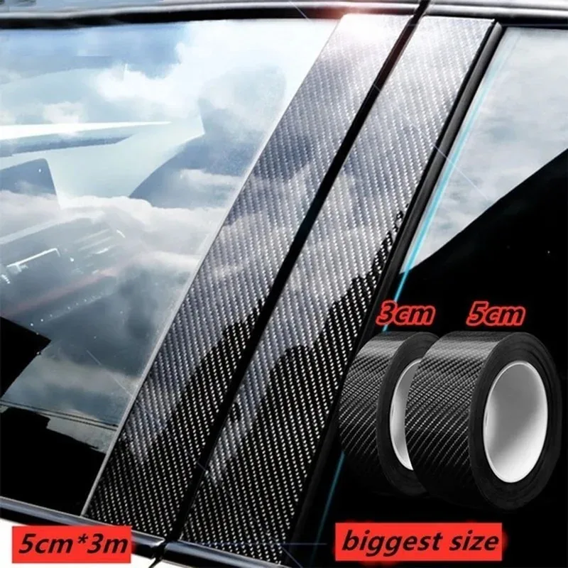 2-8pc 5/3m Car 3D Carbon Fiber Stickers Door Sill Anti-stepping Protector Trunk Bumper Side Mirror Anti Scratch Tape Auto Decals