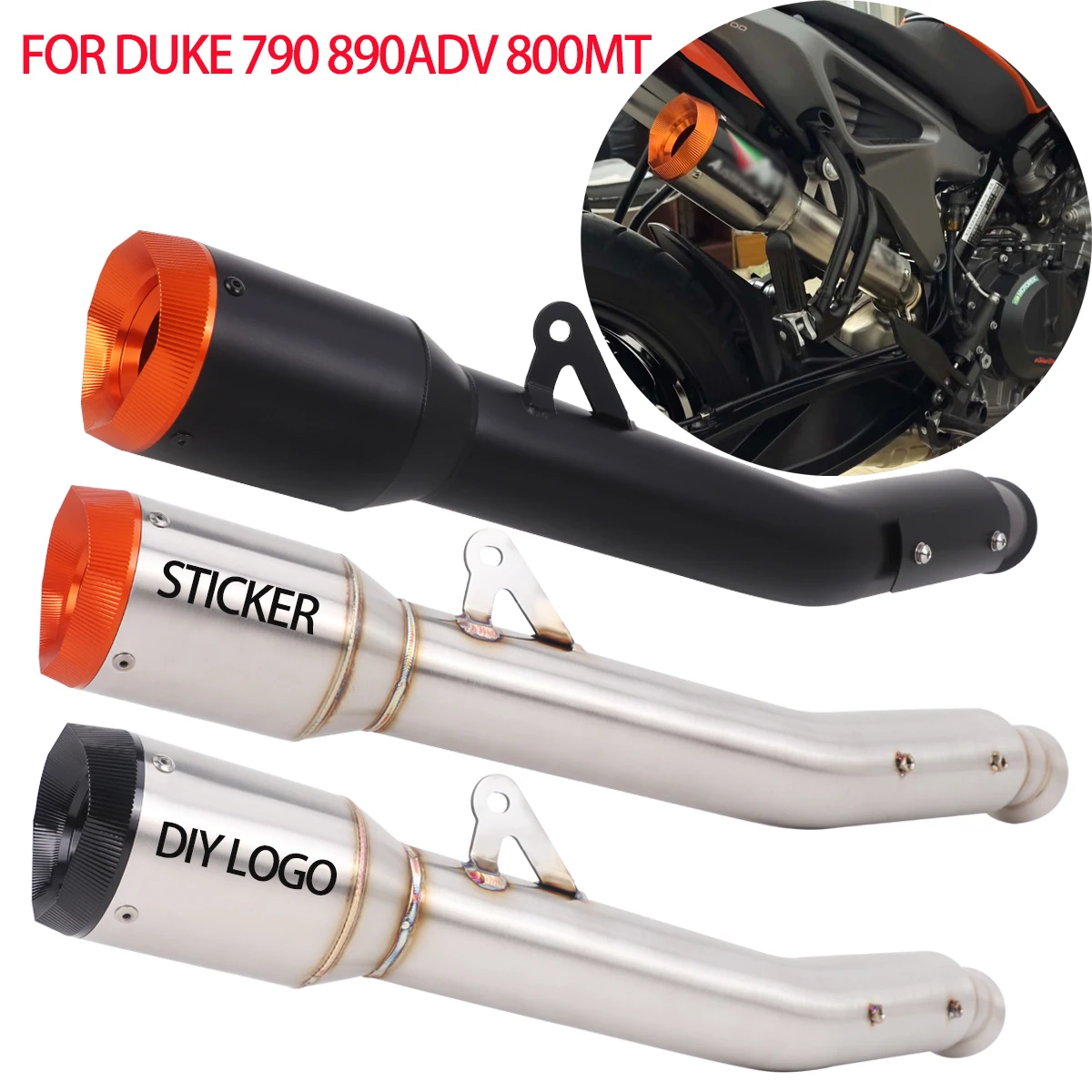 

Slip on For KTM DUKE 790 890ADV CFMOTO 800MT Exhaust System Escape Muffler Middle Link Pipe CNC Tip 890ADV Exhaust