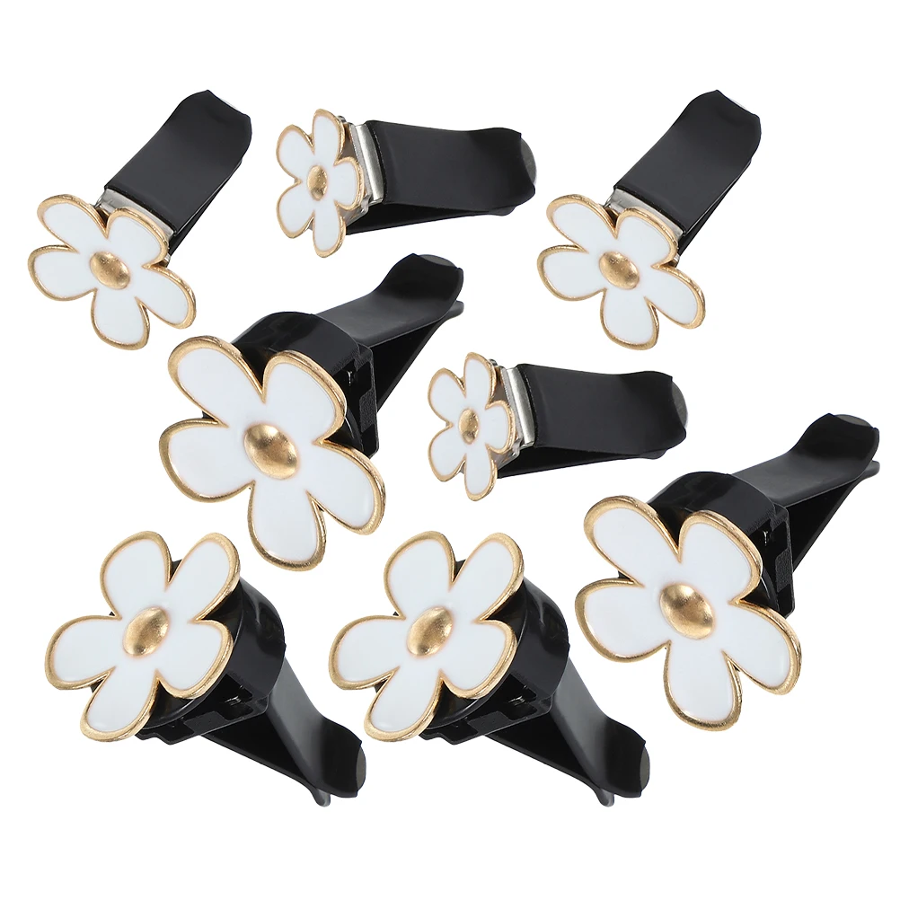 

8 Pcs White Daisy Fragrance Ornaments Car Vent Accessories PVC Clips Air Freshener Flower Diffuser Stylish Long Lasting Easy