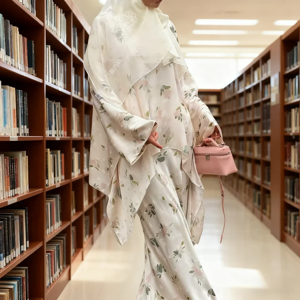 

Мусульманский женский комплект из двух предметов, молитвенная рубашка Джалабия, юбка, костюм для вечеринки, Рамадан, Марокко, Дубай, кафтан, Vestidos Abayas, платье с принтом, костюмы