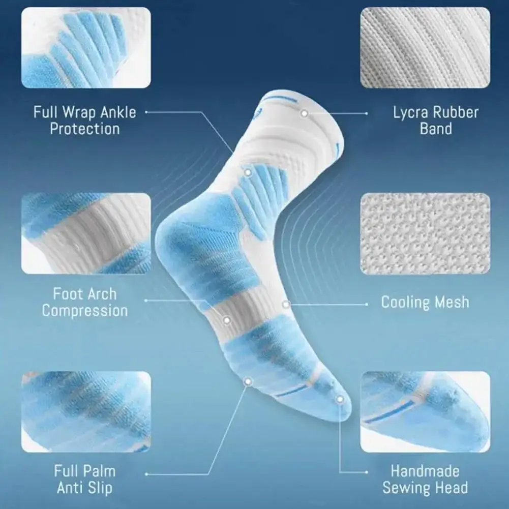 Bullfight 2.0 Herren-High-Top-Sportsocken, Basketballsocken mit dickem Handtuchboden, professionelle Elite-Socken mit langem/mittlerem Schlauch