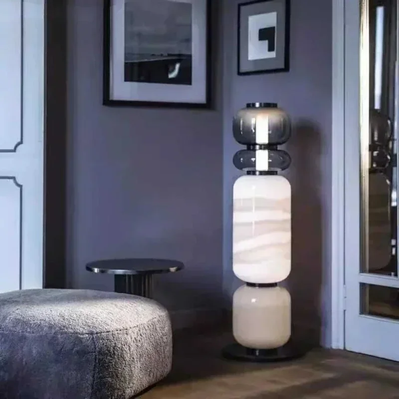 2026 إيطاليا الإبداعية الدخان الزجاج الأبيض LED الثريا غرفة نوم دراسة فندق مكتب ضوء غرفة المعيشة أريكة جو ديكور فني الطابق #6