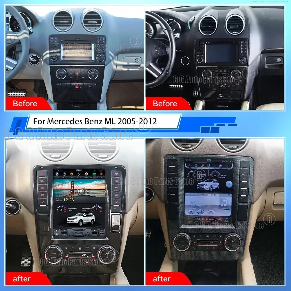 Carplay Audio For Mercedes Benz ML W164 W300 ML350 ML450 ML500 GL X164 G320 GL350 GL450 GL500 Android 14 Car Touch Screen GPS
