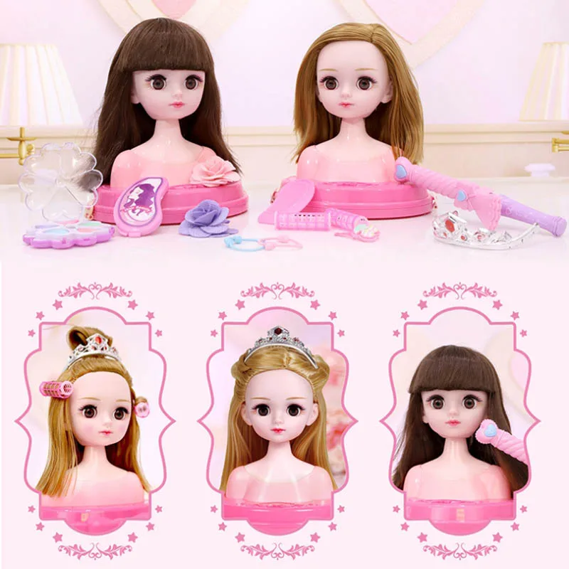 Mainan Rumah Bermain Anak Perempuan Mode Riasan Setengah Tubuh Gaya Rambut Kepala Manekin Putri DIY Berdandan Latihan Rias Sisir Rambut Mainan Kepang