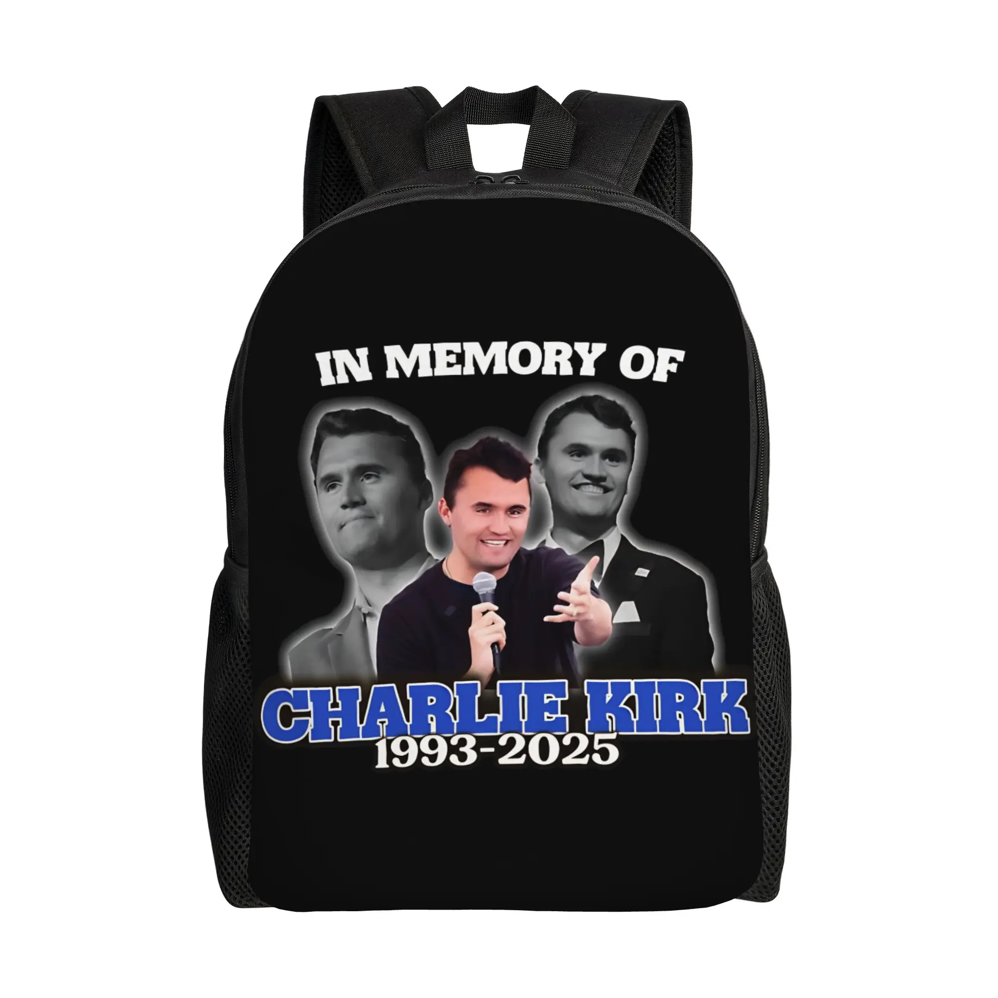 In Memory of Charlie Kirk Backpack  Kawaii Backpacks Student Unisex University Print School Bags Designer Rucksack