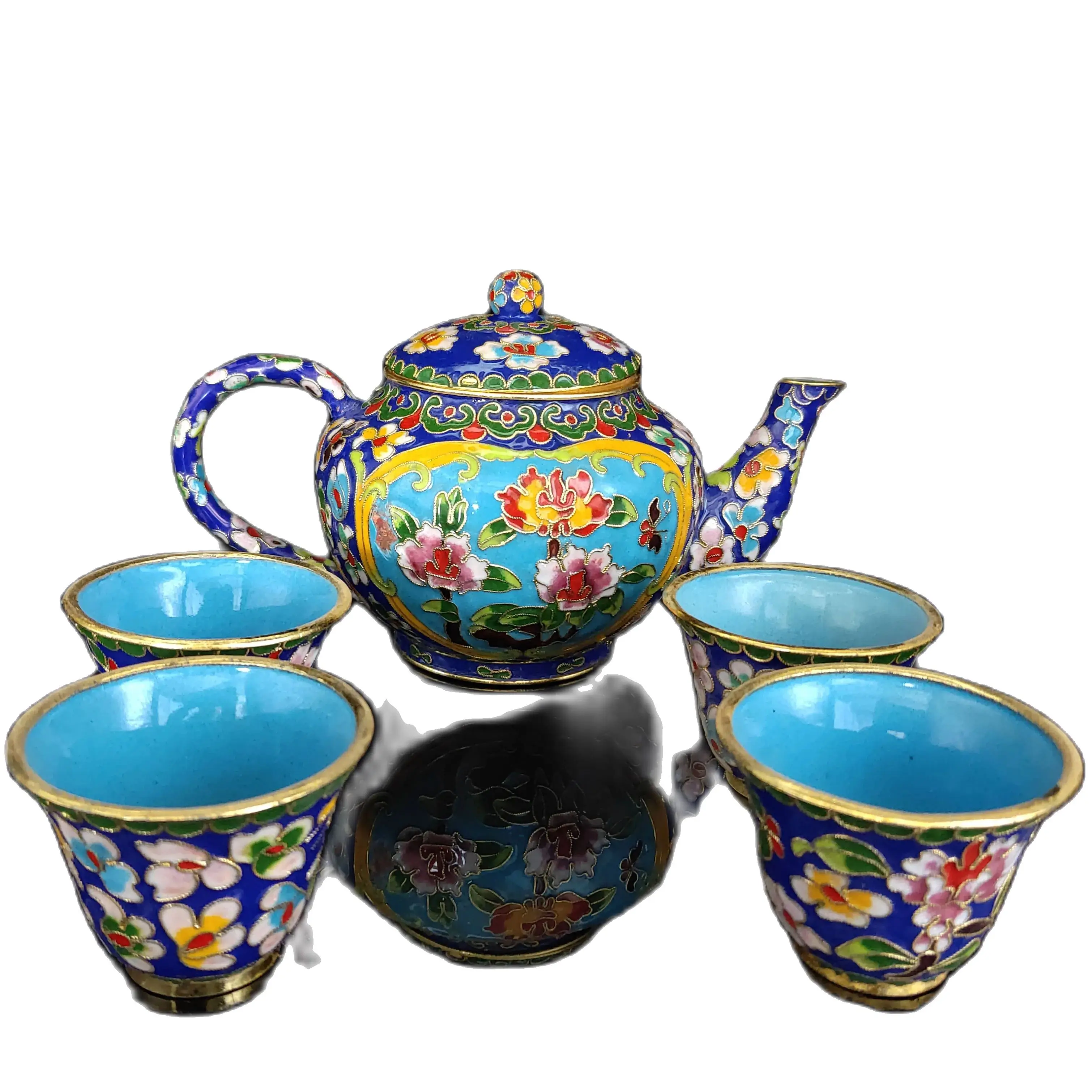 

Chinese Folk Collection Antique Brass Cloisonne Flower Pattern General Jar Home decoration Ornaments Exhibits