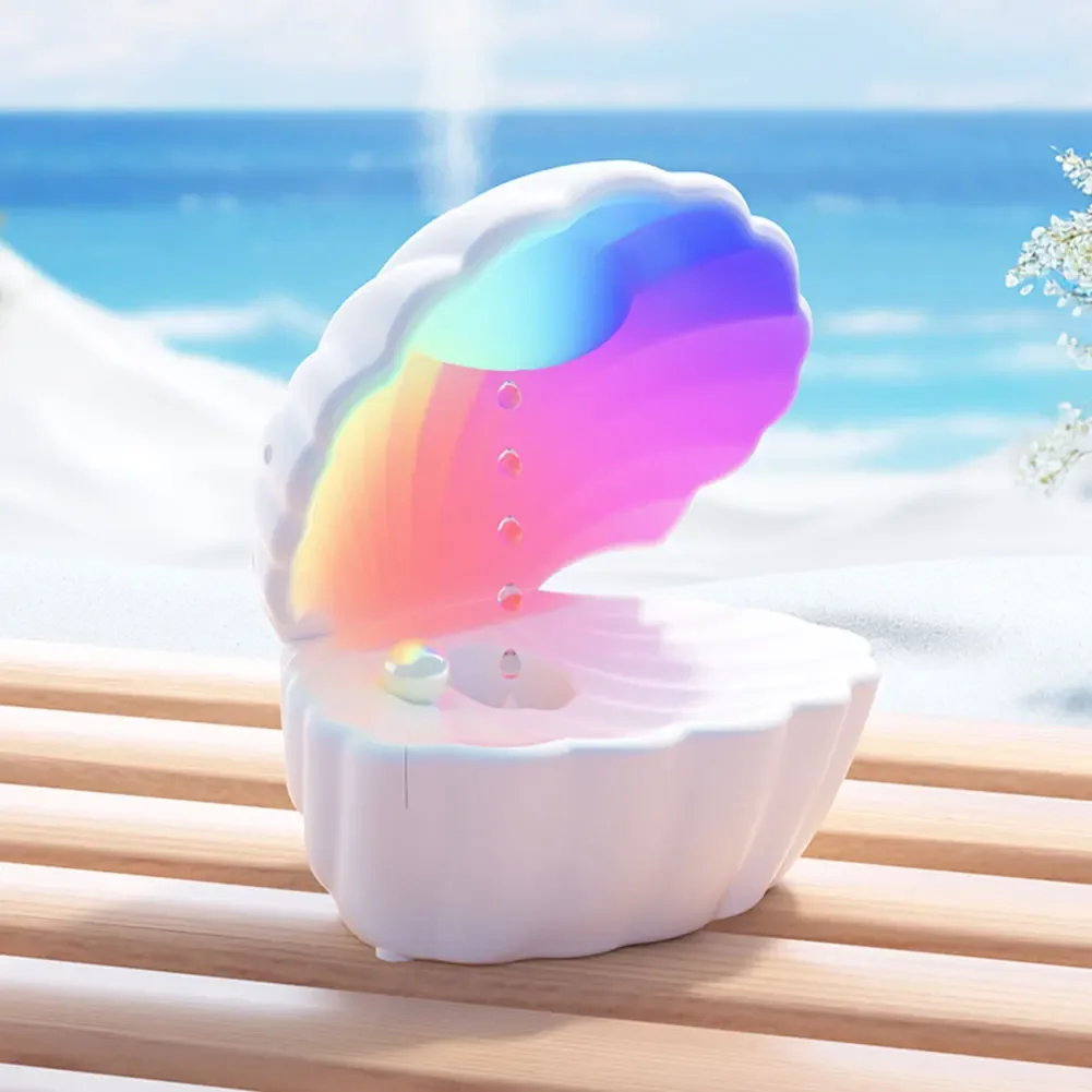 

LED Shell Shape Ambient Sleeping Night Light Bluetooth Speaker Anti Gravity Water Droplet Mist Humidifier Desktop Decorative Lig