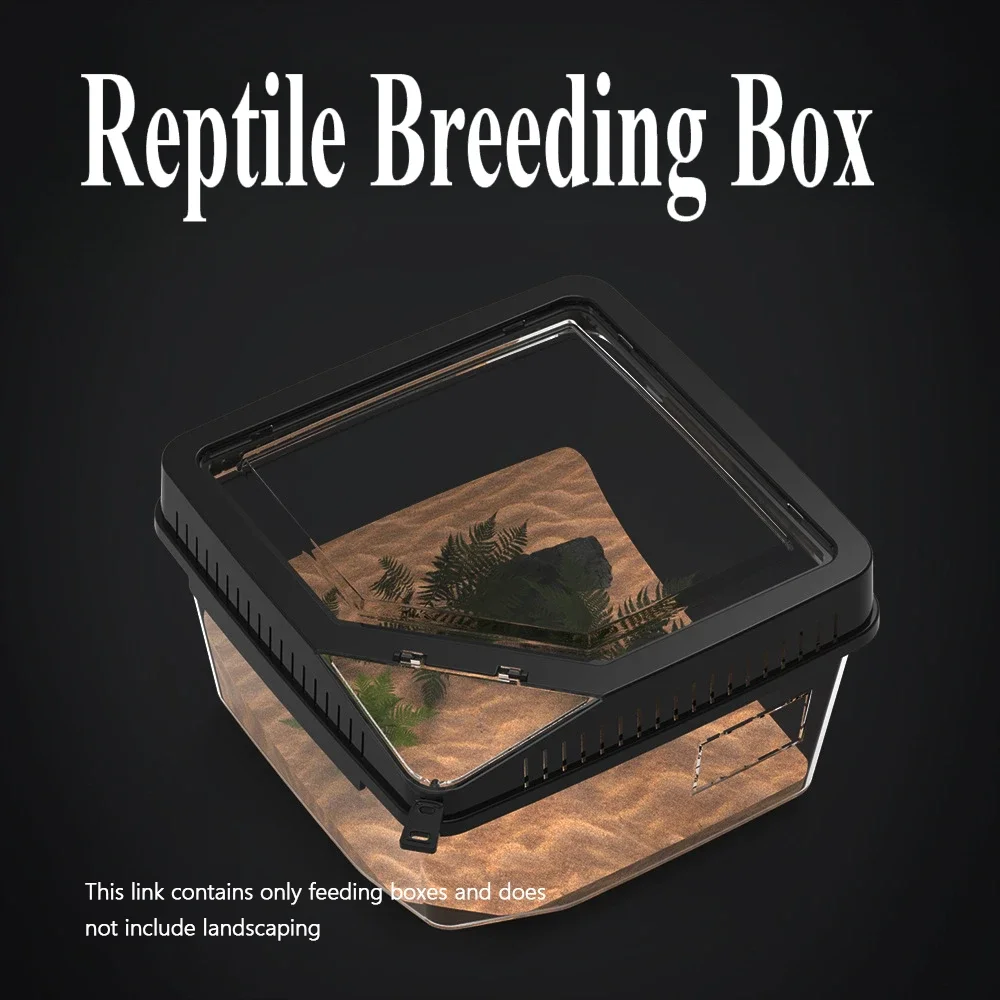 

Reptile Habitat Terrarium Breeding Box Transparent Acrylic Anti-escape Feeding Box with Thermometer for Lizard Scorpion Spider