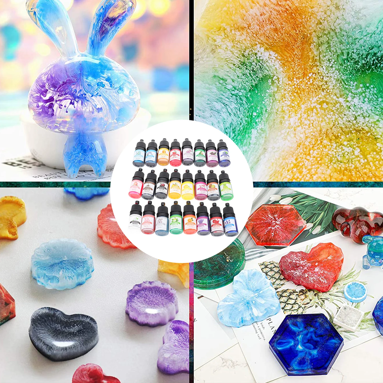 

24 Colors Solvent Free Resin Dye High Concentration Liquid Pigment for DIY Crystal Epoxy Art Craft Decoration Colorant Supplies