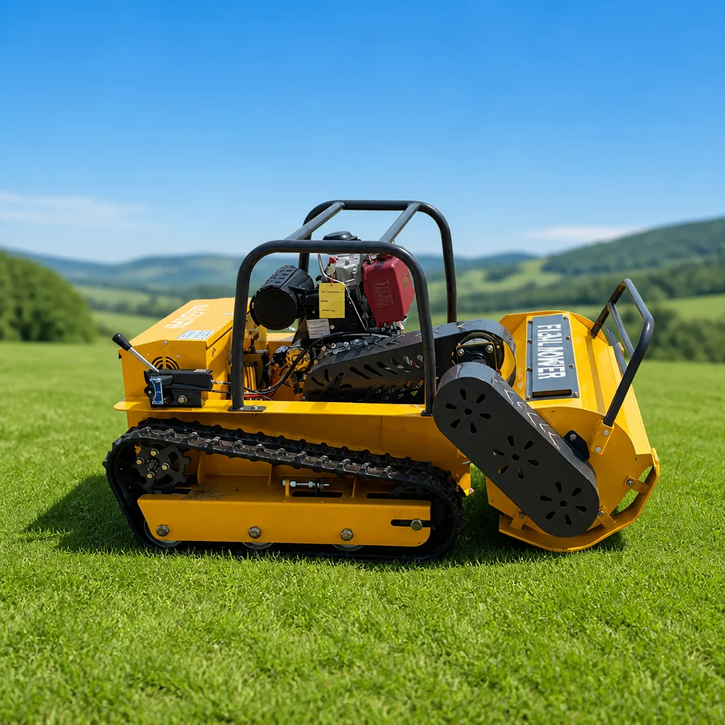 Customized CE EPA Brushless Motor Tracked Crawler RC Lawn Mower with Ergonomic Design Powerful Motor for Rough Terrain