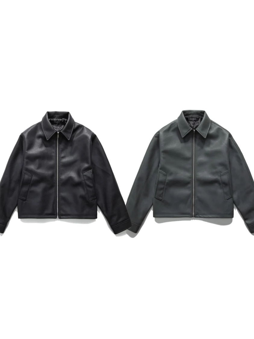 

Куртка Kapital Pure Color из искусственной кожи с коротким воротником для мужчин: универсальная, модная, брендовая, простая, повседневная, стильная, немнущаяся, молодежная