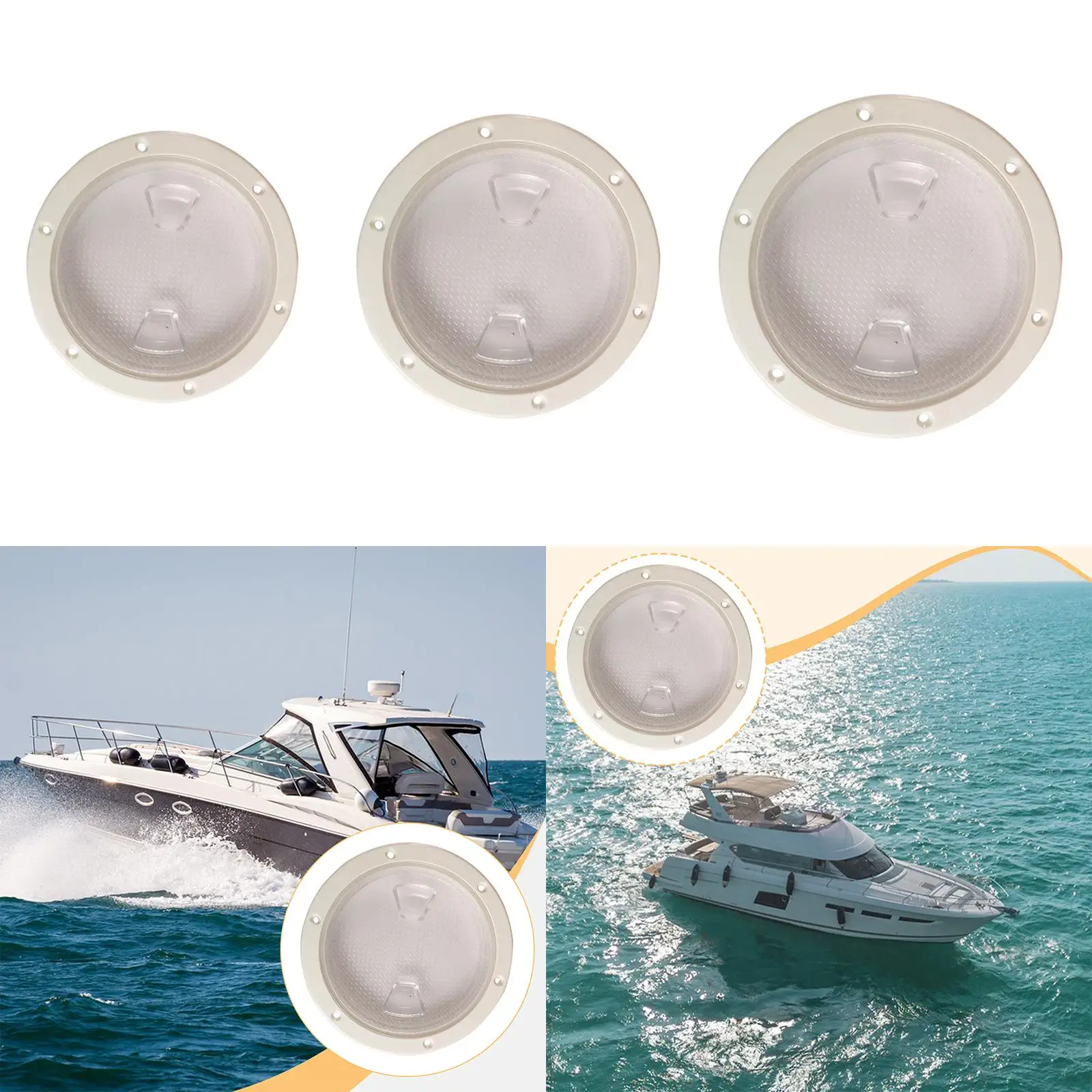 Circular Boat Deck Plate Cover Clear View Non Slip Surface Hatch for Marine Access RV Fishing Boat - view 6