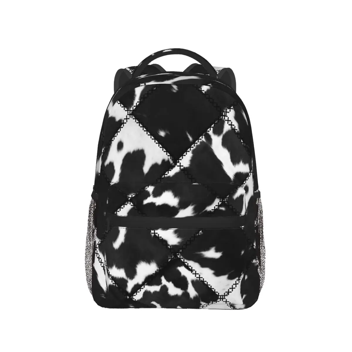 Faux Heifer Cattle Print Student Backpack School Bag Hiking Travel Daypack for Boys Girls Fashion Bookbag Shoulder Bags