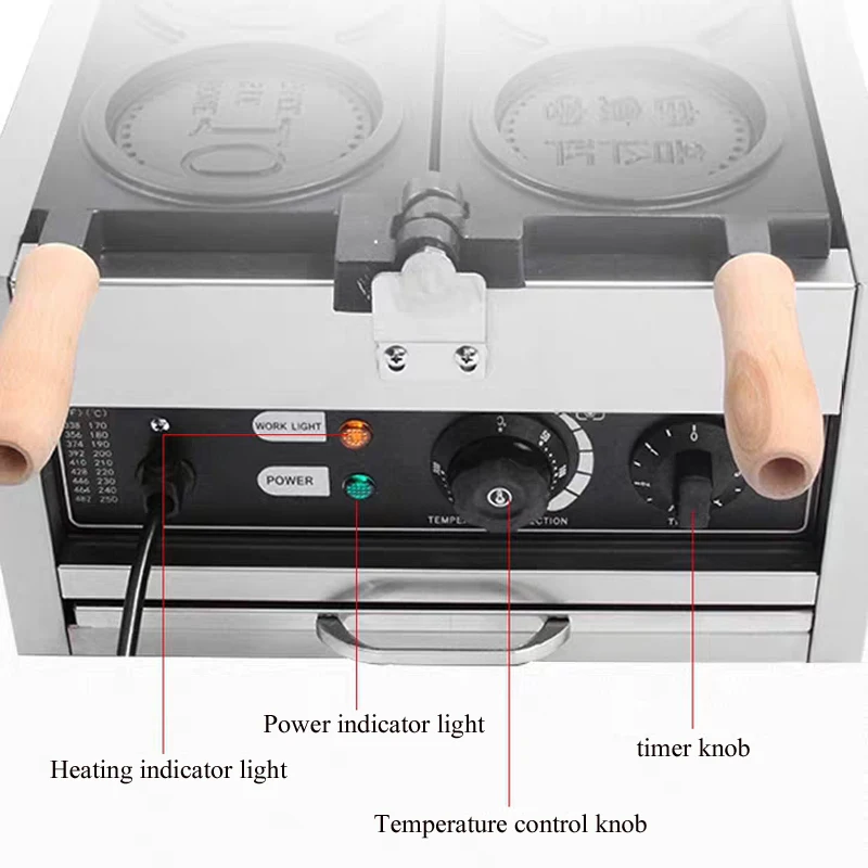Small Gold Coin Bread Waffle Maker Japanese Yen Korean Won Mold Non Stick Coating Commercial Use