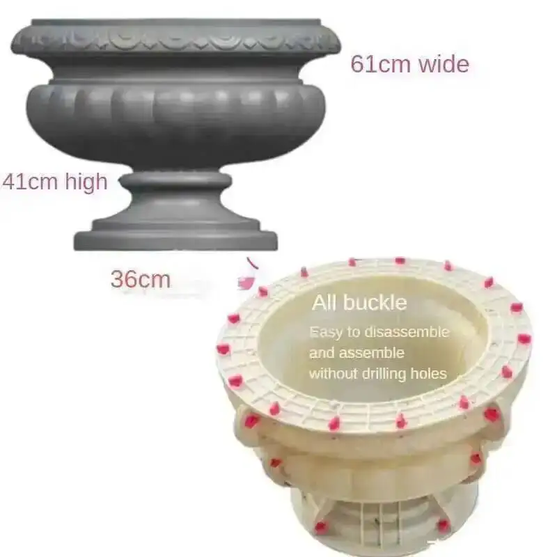 الحديثة الاسمنت اناء للزهور قوالب الأوروبي قالب دائري ضوء فاخر حديقة المنزل ديكور اناء للزهور سميكة قالب خرسانة كبير #6