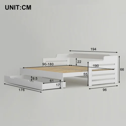 Modern Twin Extendable Daybed with Storage Drawers Solid Wood Space-Saving Children's Bunk Bedpromote sales