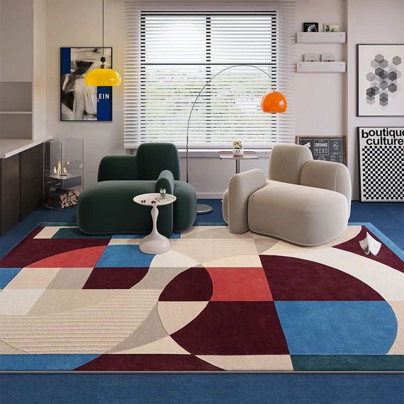 

Colorful Living Room Large Area Carpet Dopamine Geometric Bedroom Carpets Modern Minimalist Decorative Rug Easy Care Rugs Tapete