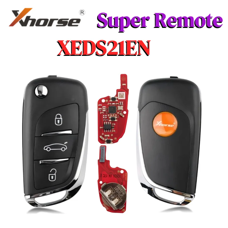 XHORSE 1/2 PCS XEDS21EN DS Style 3 Buttons 2nd Gen Super Remote Key Works as XEDS01EN Work With VVDI Key Tool