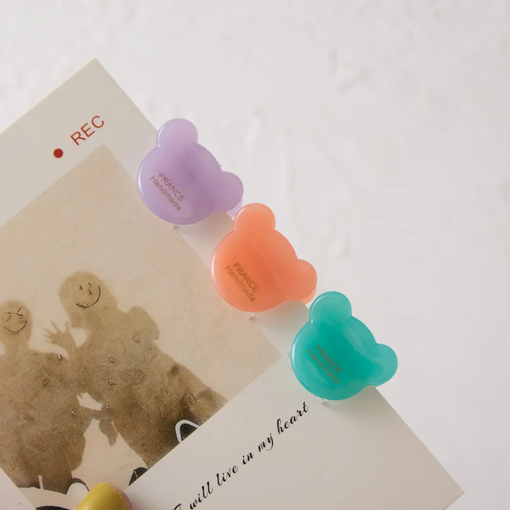 مشبك مخلب الدب اللطيف الكوري للشعر الرقيق من خلات دبوس شعر صغير غير قابل للانزلاق هدية مشبك جانبي