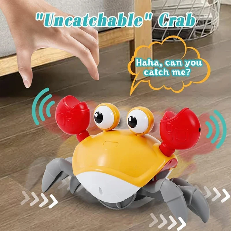 Electric Crawling Crab Dog Toys Interactive Obstacle Avoidance Sensor Sound Rechargeable Pet Toy For Puppy Cat