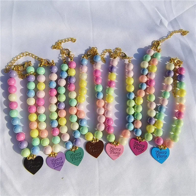 New Makron Pearls Pet Collar Zinc Iron Alloy Peach Heart Pendant Necklace XS-L Size Adjustable Collar for Dog Cat Pet Supplies