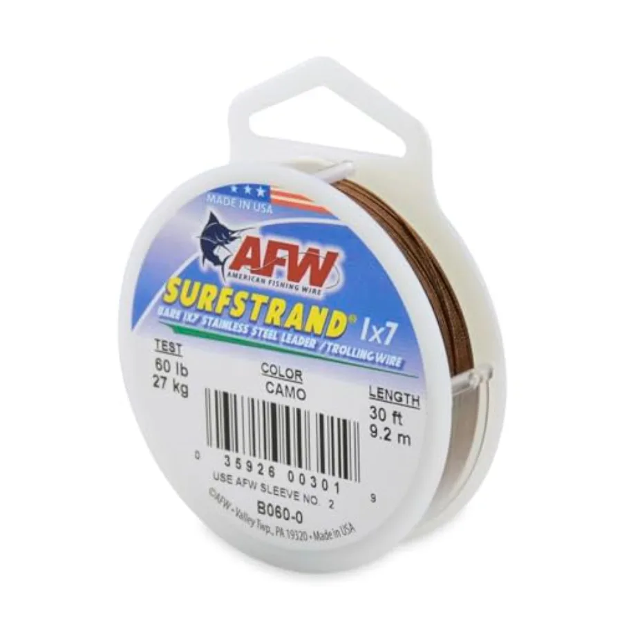 

Surfstrand Bare 1x7 Stainless Steel Leader Wire - Fishing Leader Line for Saltwater, 20lb Test - 325lb Test in, in 30Feet, 300F