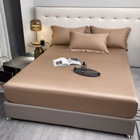 1pc Plain Dark Coffee Fitted Sheet,100%Eucalyptus Lyocell Fiber,Silky Smooth Breathable Bed Linens For Men Adult  150*200cm