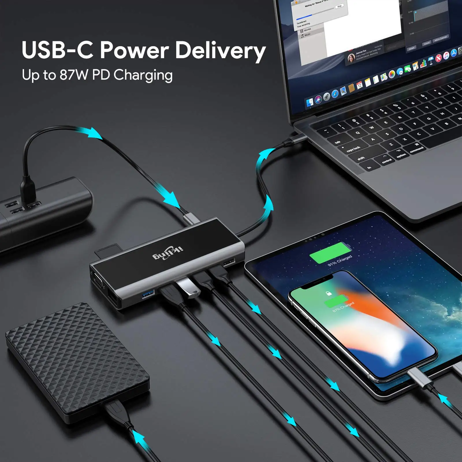 Imagem -06 - Multi Função Usb c Hub Docking Station Docking Station para Macbook Air Pro m1 m2 Ipad Laptop Thunderbolt Hdmi pd sd tf Rj45