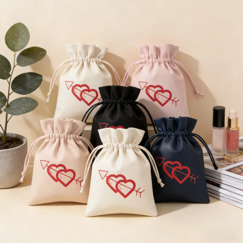 

50Pcs Velvet Drawstring Pouches for Jewelry Custom Logo Small Gift Flannel Bags Necklace Rings Bracelet Earrings Packaging Sack