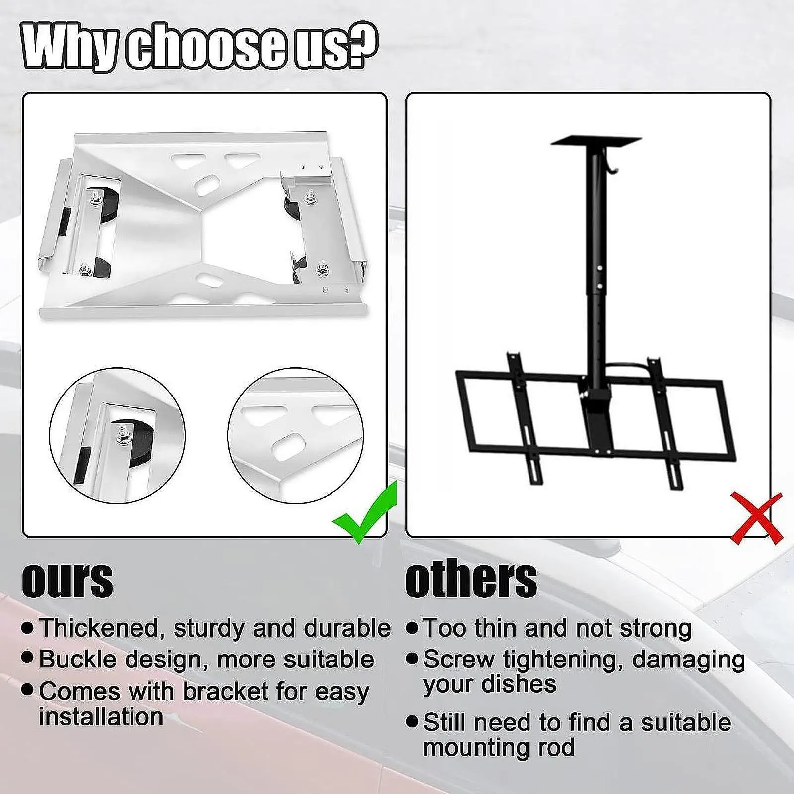 

Car Roof Signal Mount Stainless Steel Stable Signal Reception Portable Accessory Easy to Install for Overlanding Boat RV