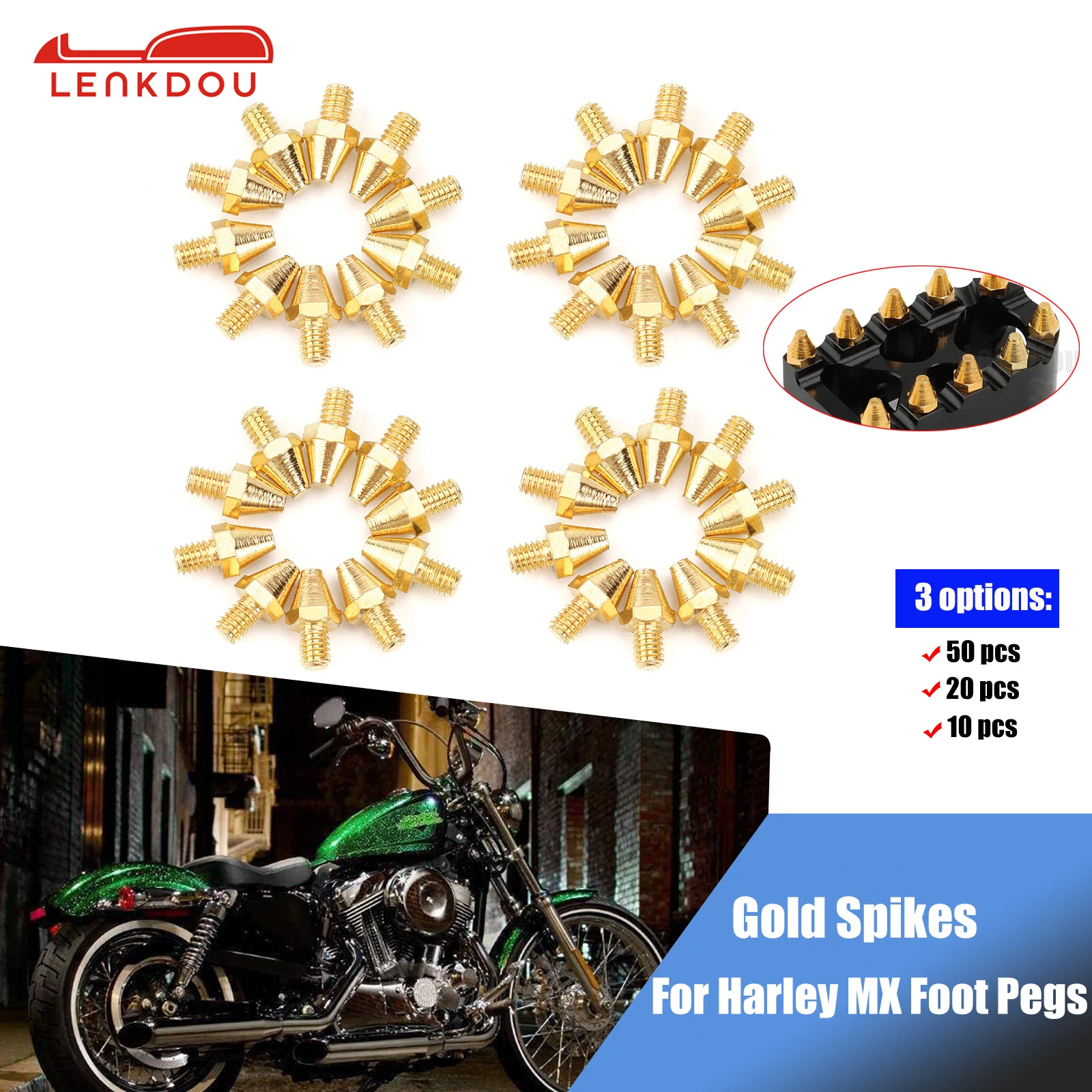 

Gold Cleats Pin Rivet Stainless Steel Spikes For Harley MX Foot Pegs Floorboards Brake Pedal Footrest Motorcyclce Accessories