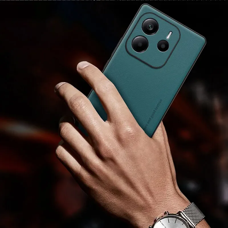 Custodia per telefono con cover posteriore in pelle PU antiurto per Redmi Note 14 Pro Plus 14C 5G 4G Protezione per lenti Custodie morbide in silicone antigoccia