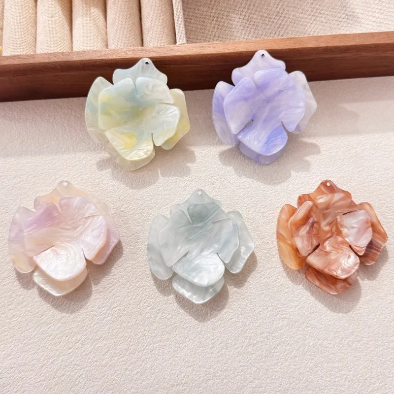 

Min order 20pcs/lot color pattern print cartoon flowers shape acrylic floral diy jewelry garment hair accessory
